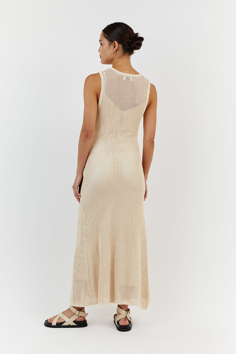 OPHELIA NATURAL CROCHET MAXI DRESS