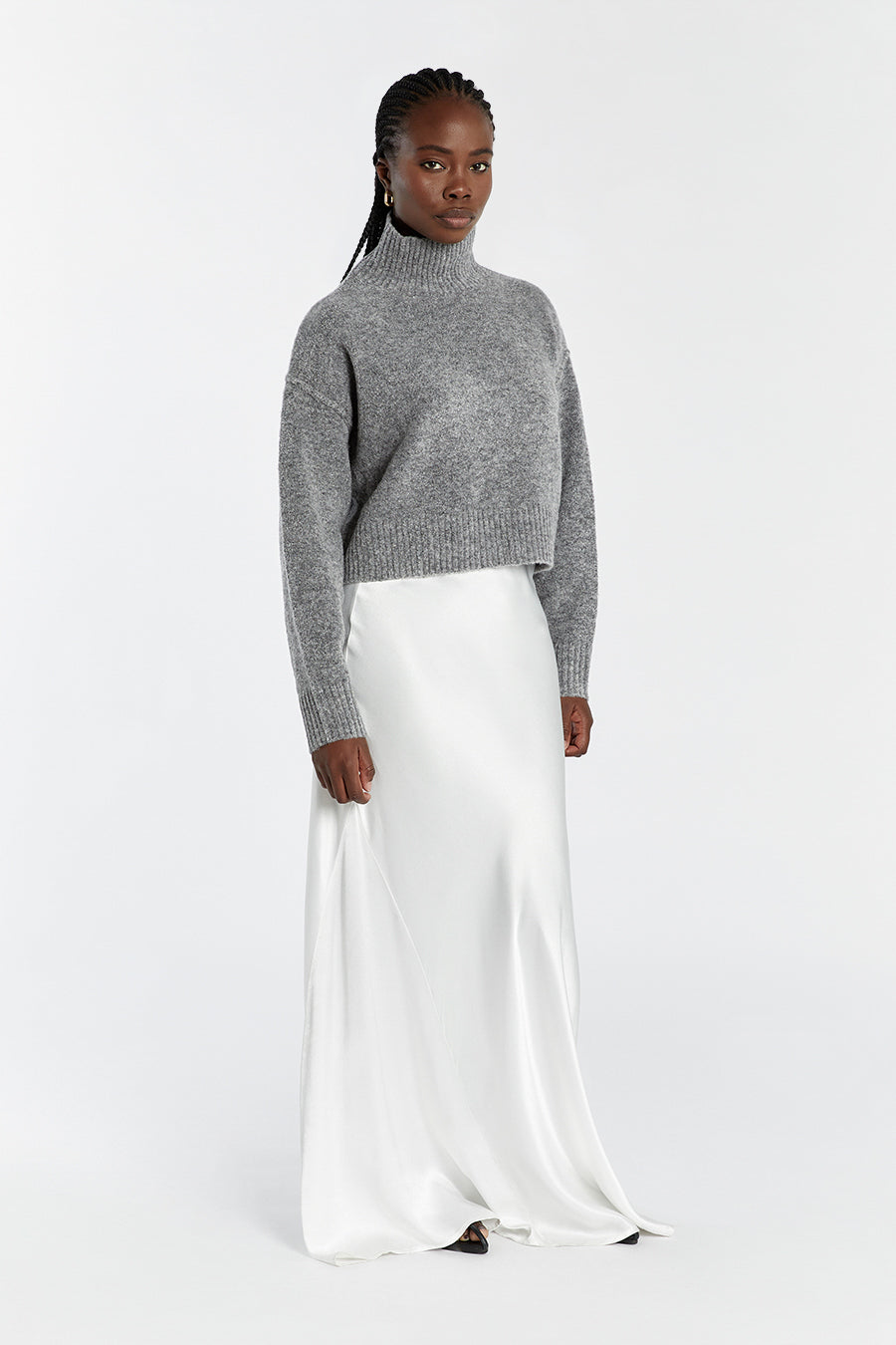 CLEO CHARCOAL MARLE CROPPED JUMPER