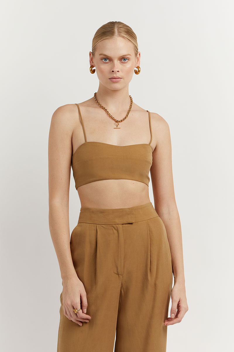KARLA CAMEL TENCEL BLEND CROP