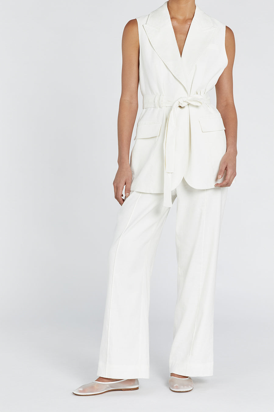 SLOAN WHITE LINEN BLEND PANT