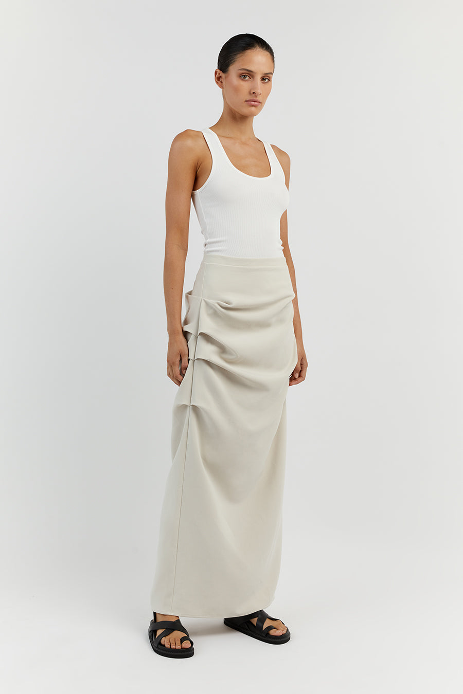 NILE BONE ROUCHED MAXI SKIRT