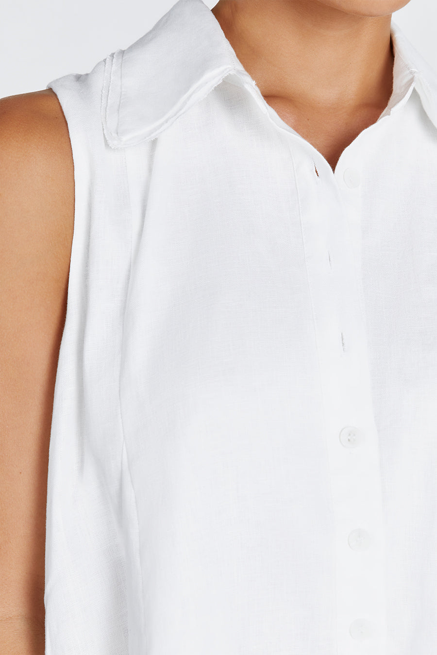 MARC WHITE LINEN SLEEVELESS  DRESS