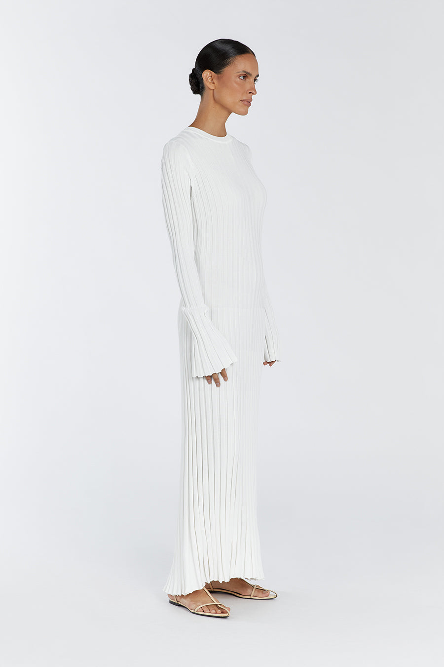 ADA OFF WHITE LONG SLEEVE MIDI DRESS