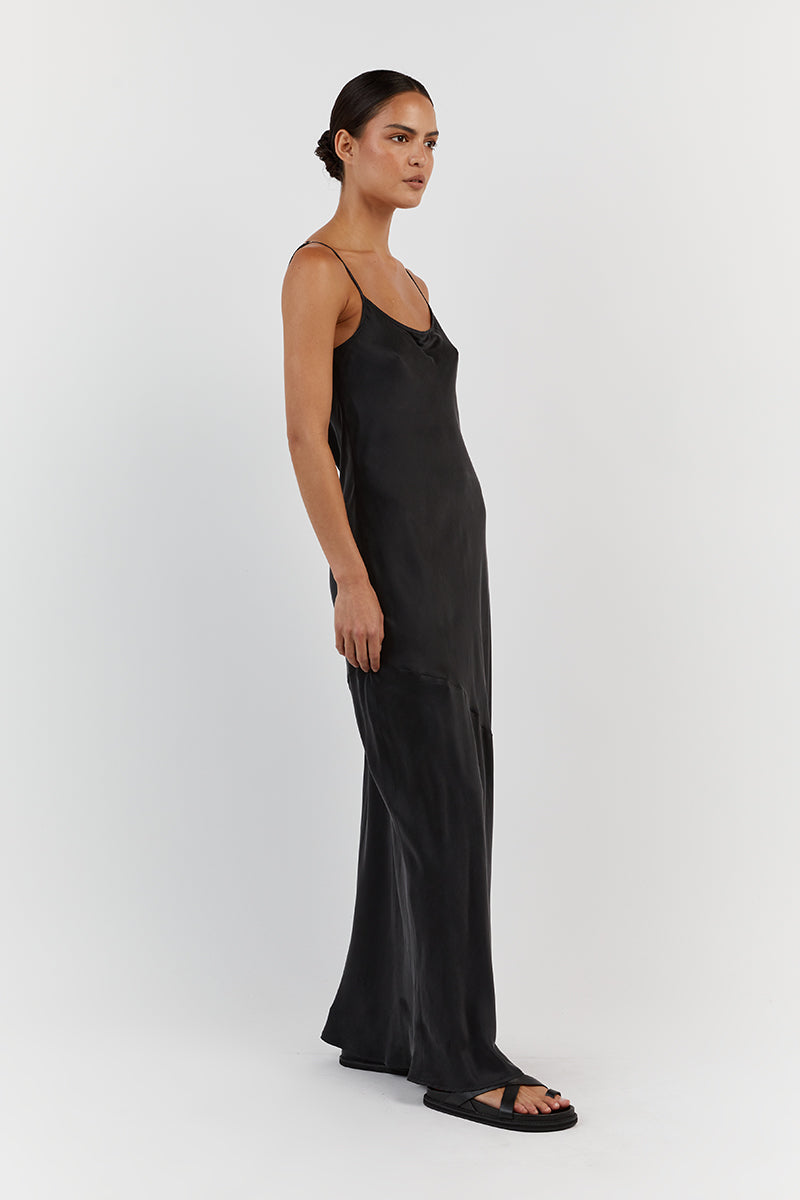 LAYLA BLACK SILK MAXI DRESS