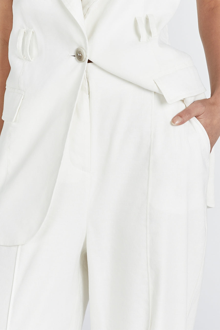 SLOAN WHITE LINEN BLEND PANT