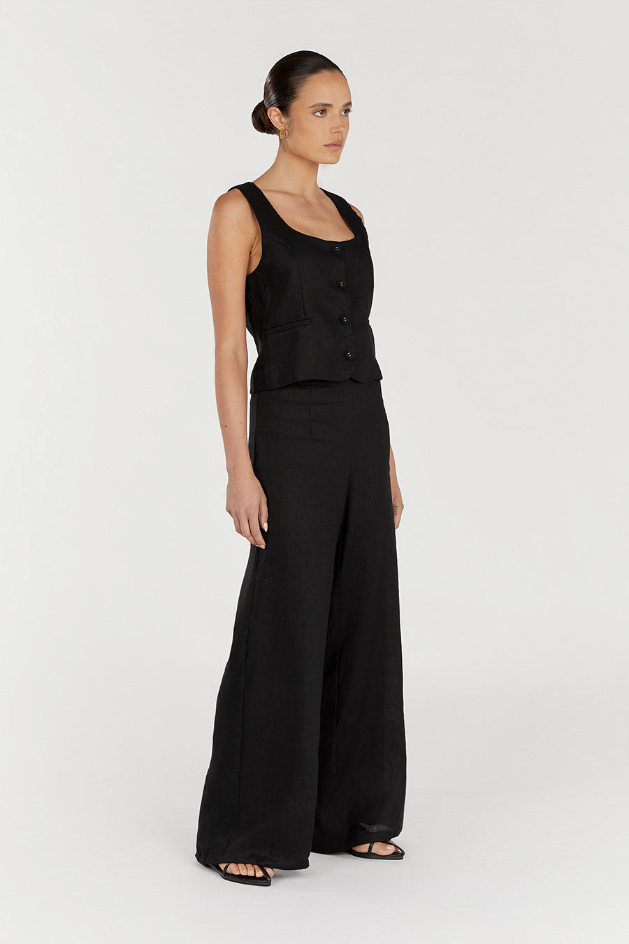 FLICK BLACK LINEN PANT