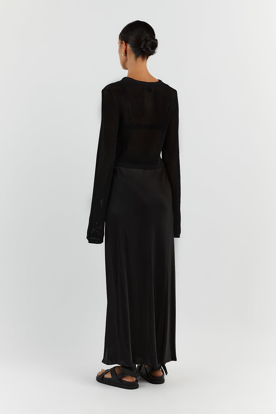 OPHELIA BLACK LONG SLEEVE CROP