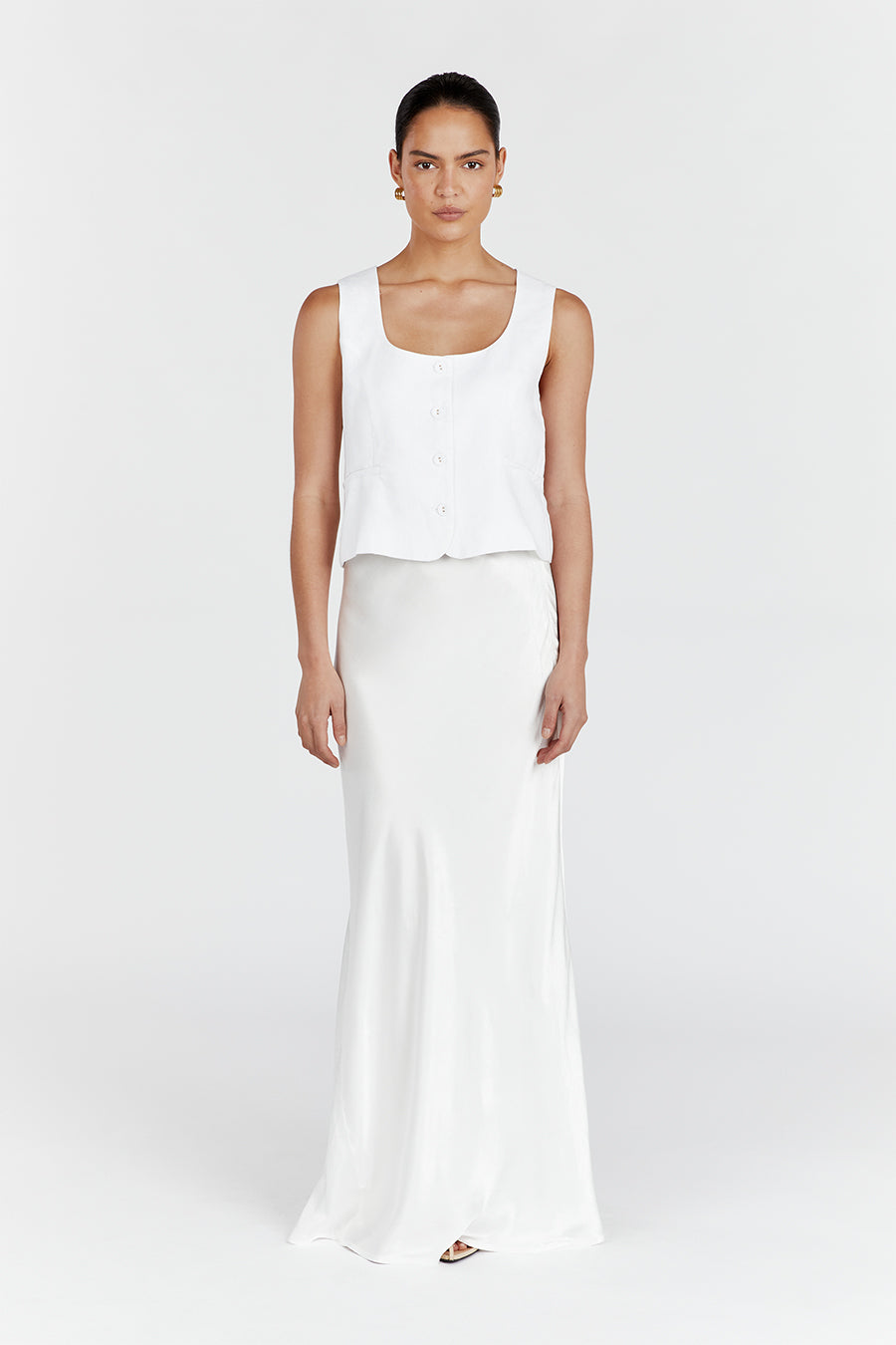 CHARLI WHITE SATIN MAXI SKIRT