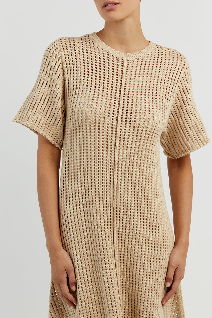 DENNY WHEAT SHORT SLEEVE MAXI DRESS