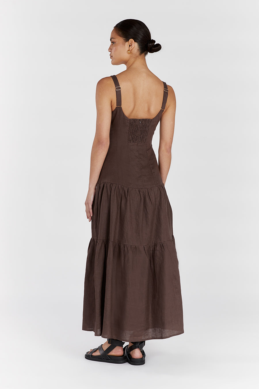 CAMILLE CHOCOLATE LINEN MAXI DRESS