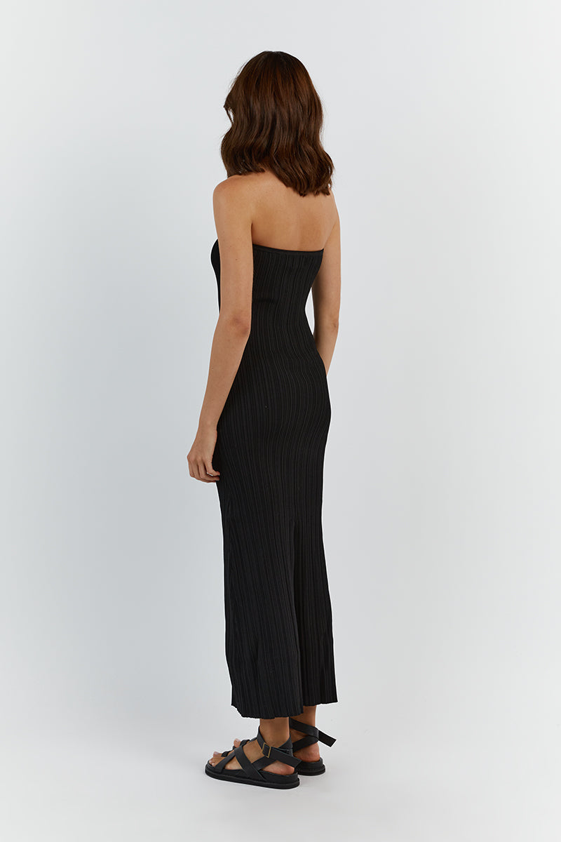SIENNA BLACK BANDEAU MIDI DRESS