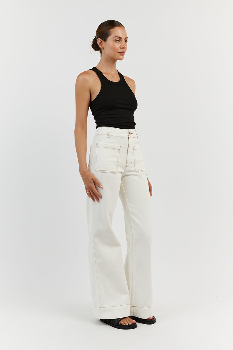PERI OFF WHITE WIDE LEG DENIM JEAN
