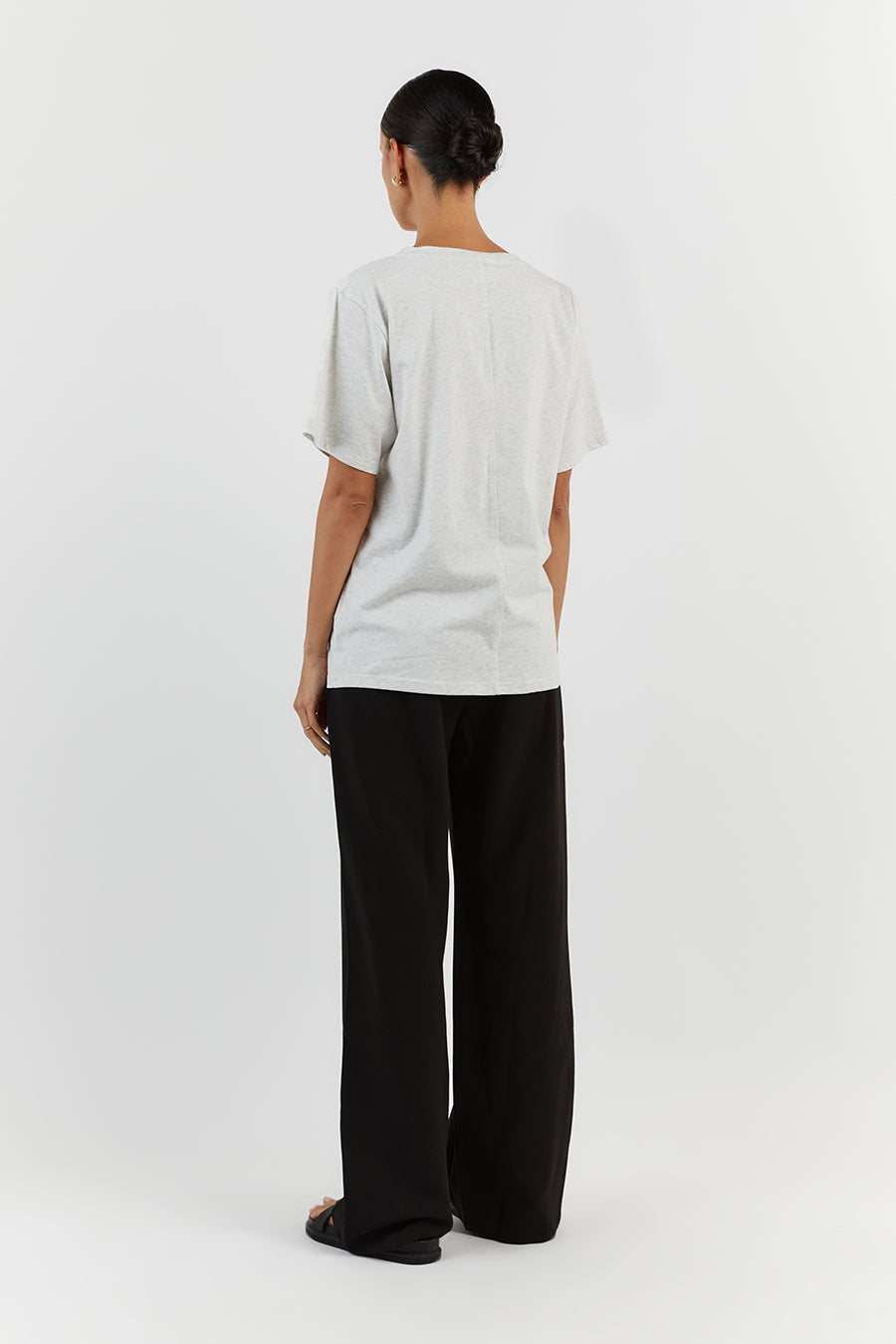 CHARLOTTE GREY MARLE CREW NECK TEE