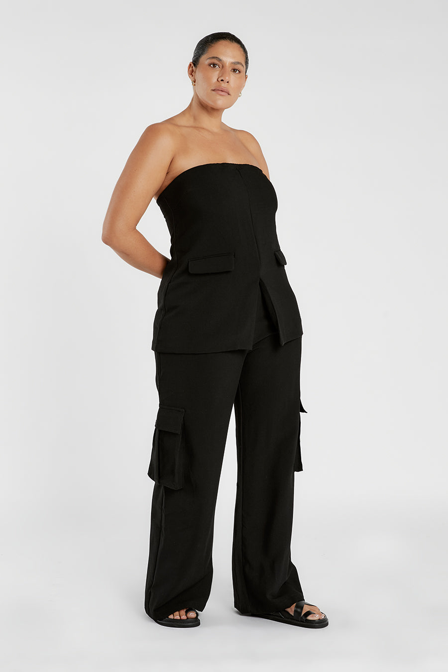 WILLA BLACK STRAPLESS TOP