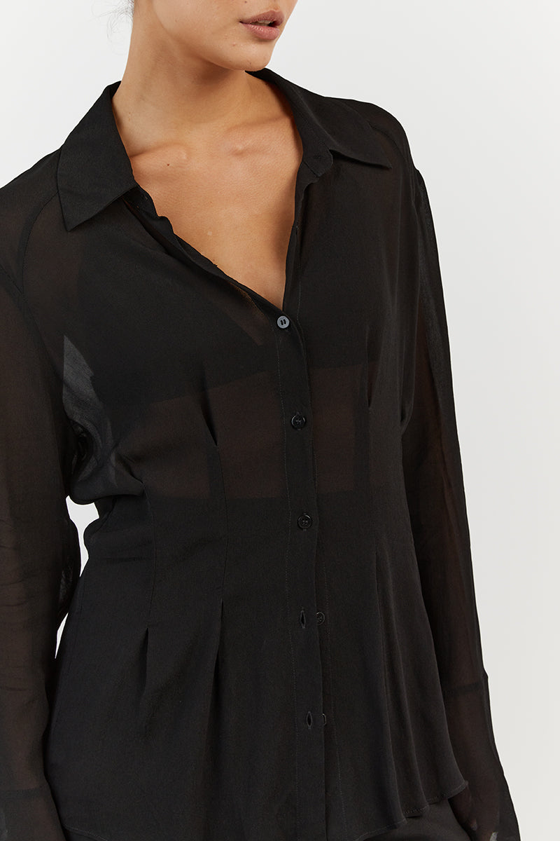 BOWIE BLACK SHEER VISCOSE SHIRT