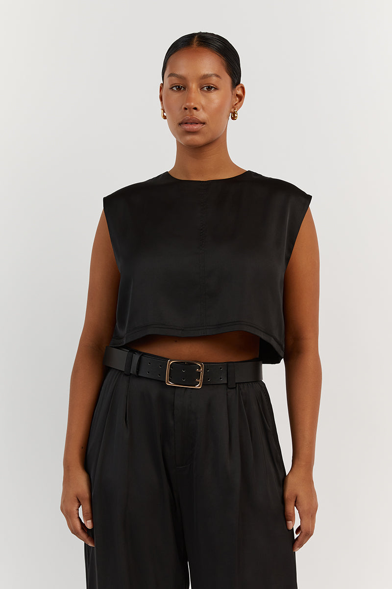 RUE BLACK CROPPED TOP