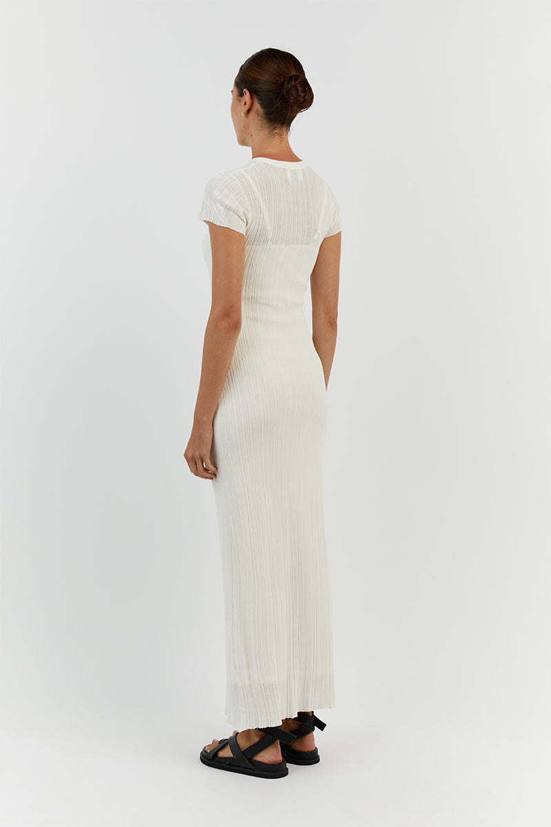 HARPER IVORY CAP SLEEVE MIDI DRESS