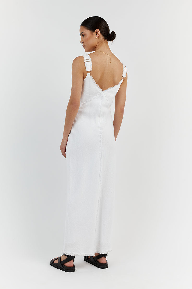 GEORGIE WHITE LINEN MIDI DRESS