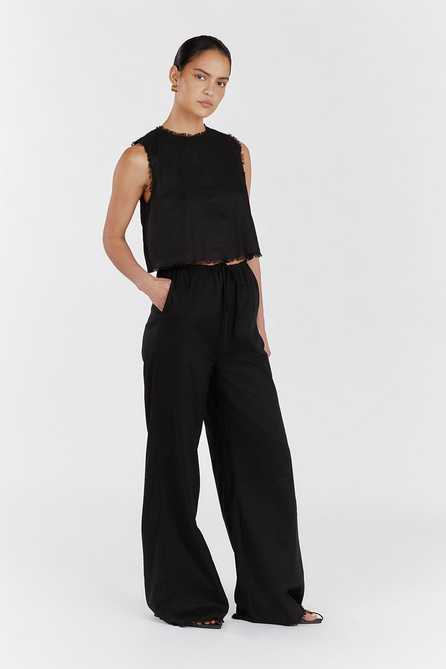 NOVA BLACK LIGHT WEIGHT LINEN PANT