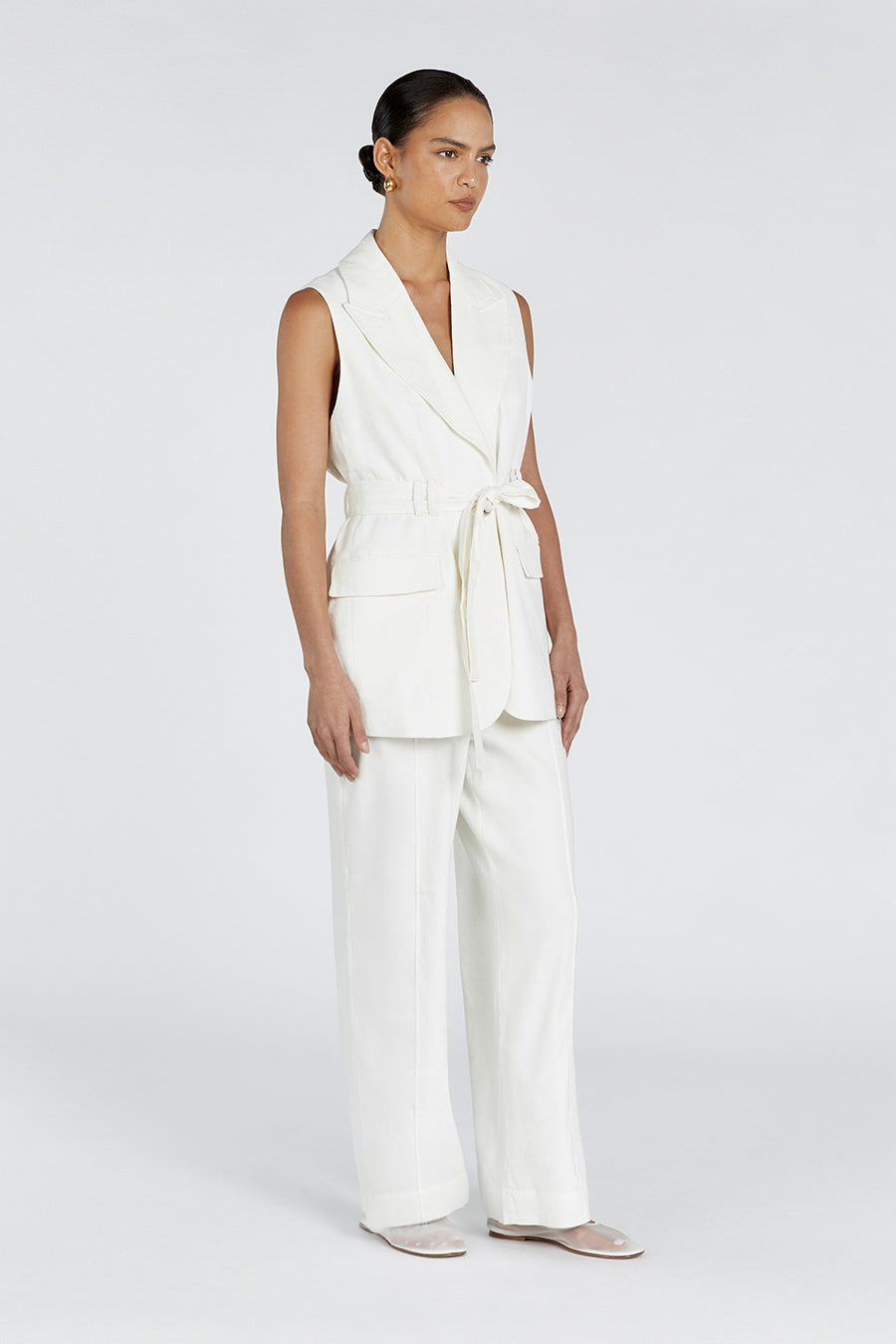 SLOAN WHITE LINEN BLEND PANT