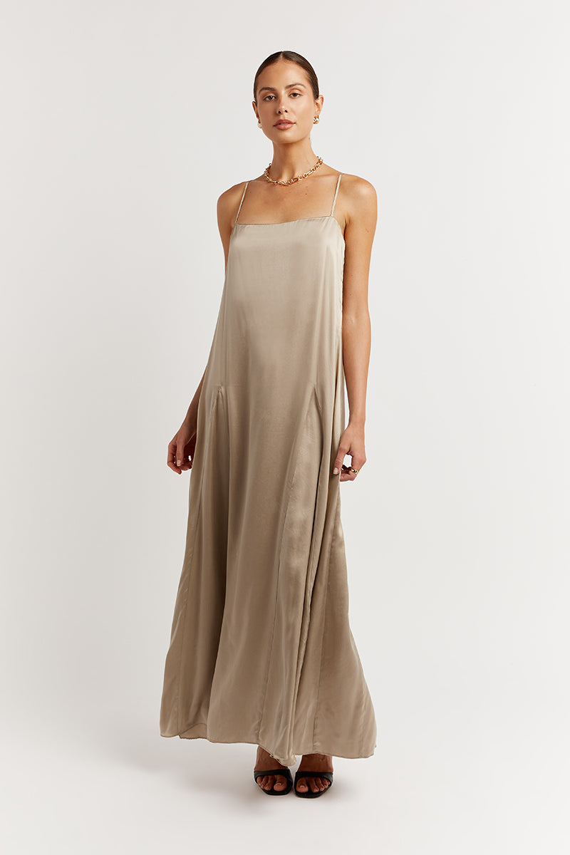 EVANS STONE SILK SLIP MIDI DRESS