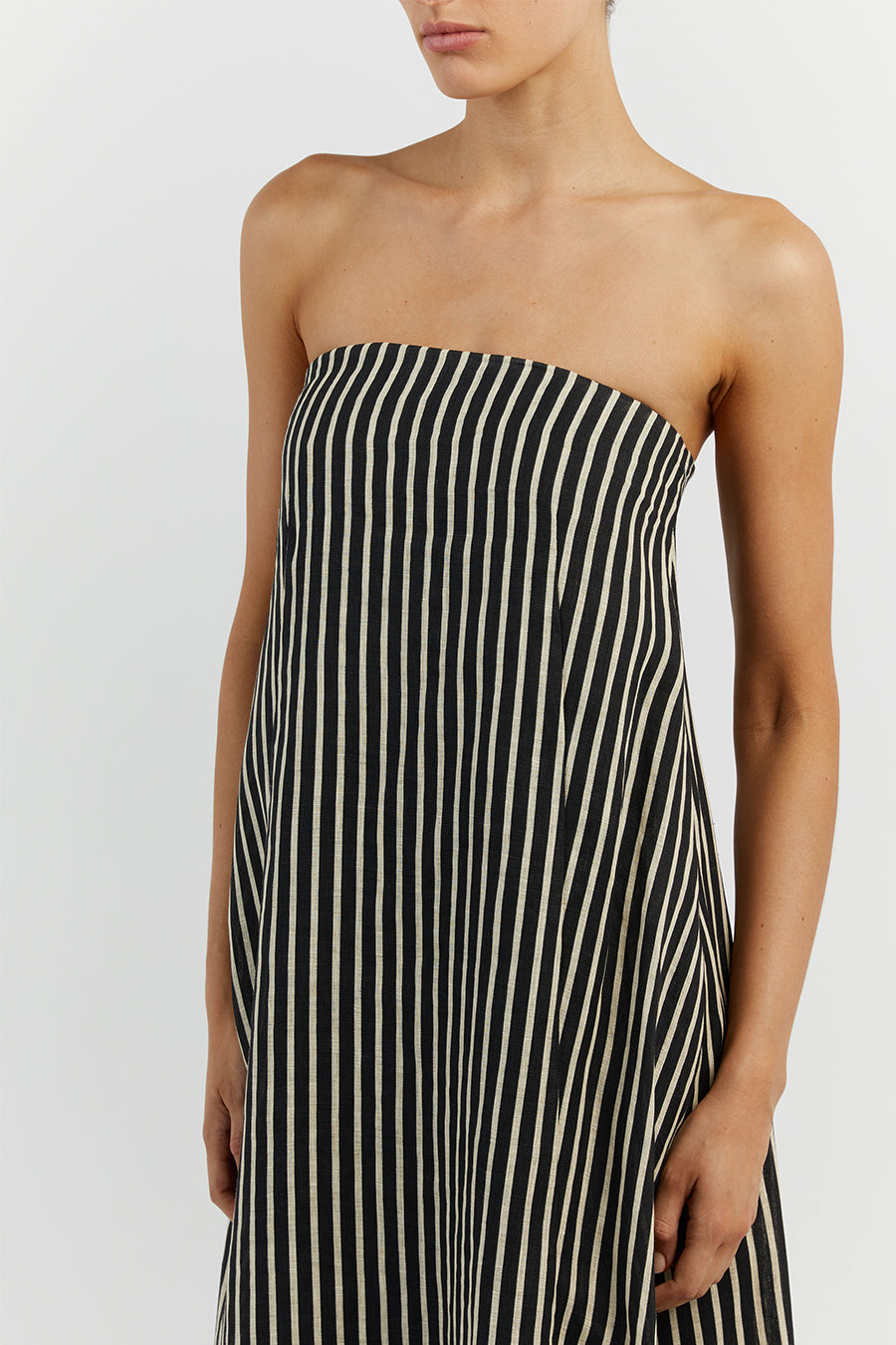 RORY BLACK LINEN MIDI DRESS