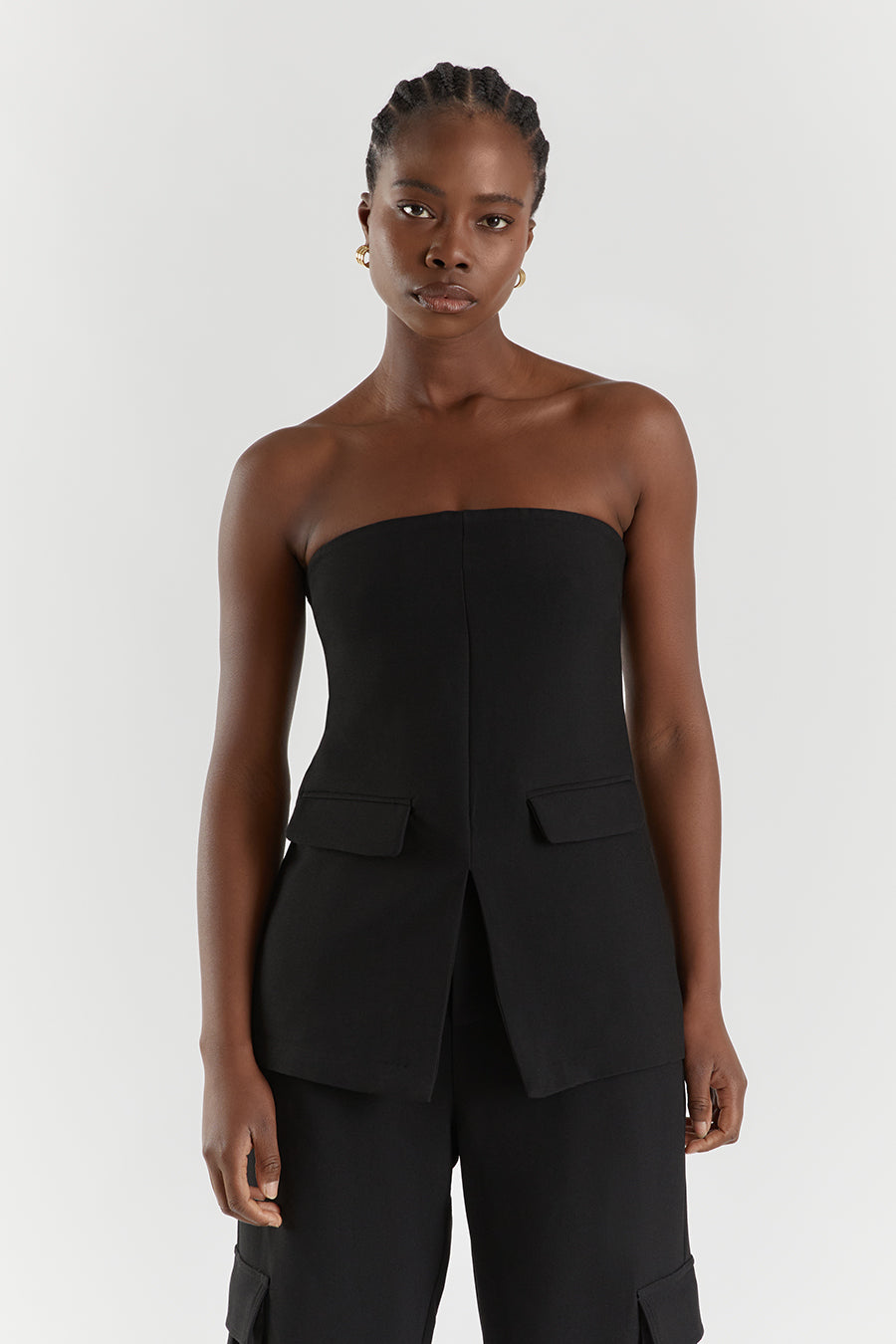 WILLA BLACK STRAPLESS TOP
