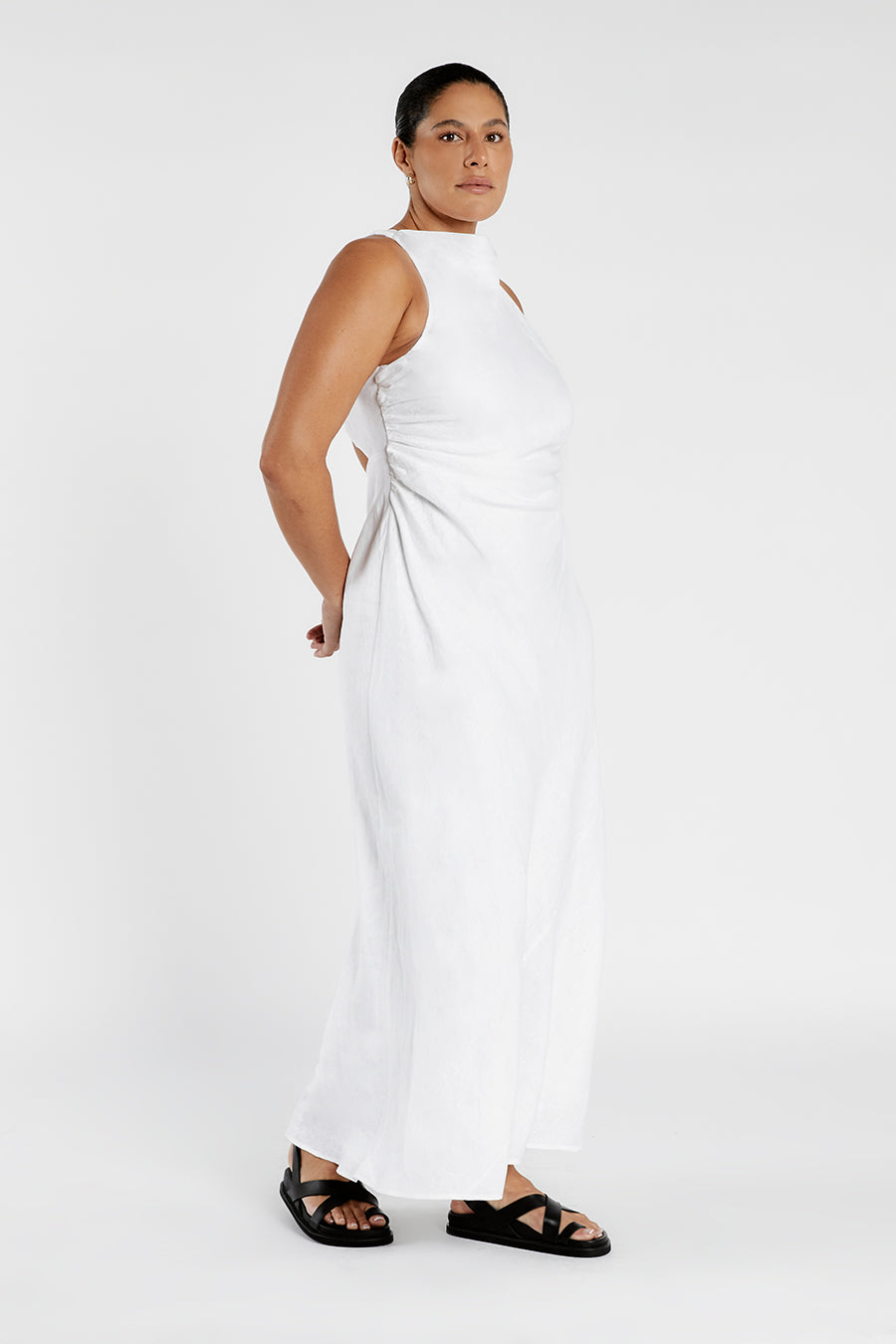 ROSE WHITE LINEN MAXI DRESS