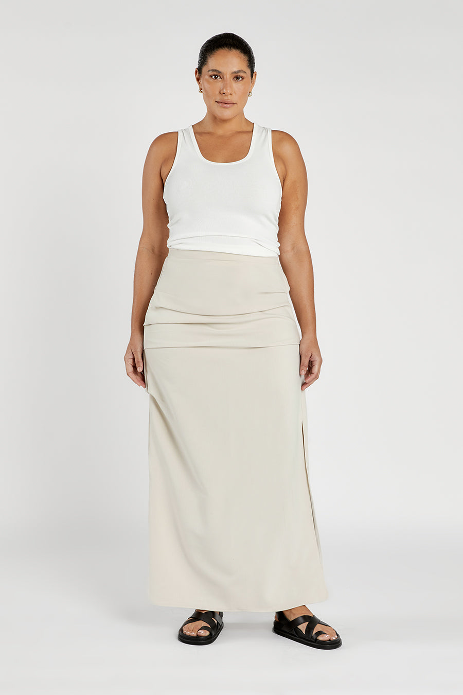 NILE BONE ROUCHED MAXI SKIRT