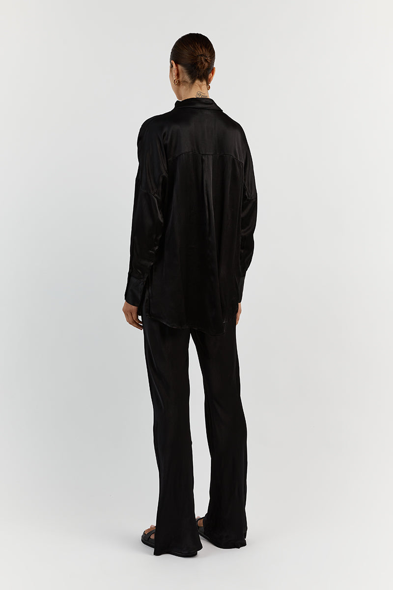SIMONE BLACK SATIN SHIRT