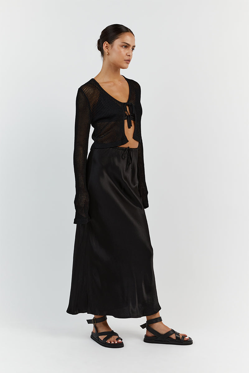 OPHELIA BLACK CROCHET CARDIGAN