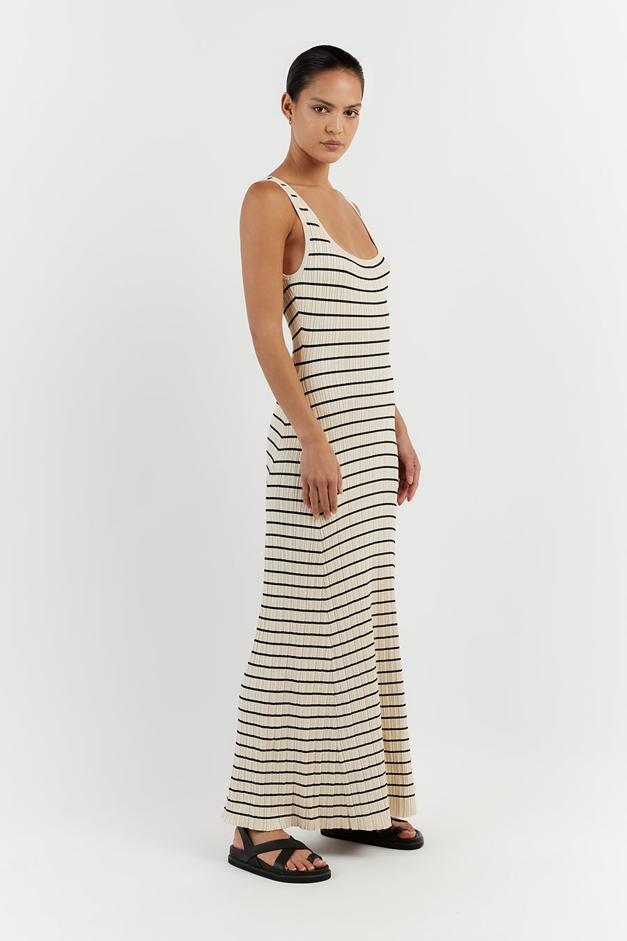 BILLIE BUTTER STRIPE MIDI DRESS