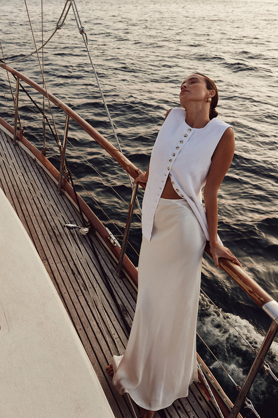 CHARLI WHITE SATIN MAXI SKIRT