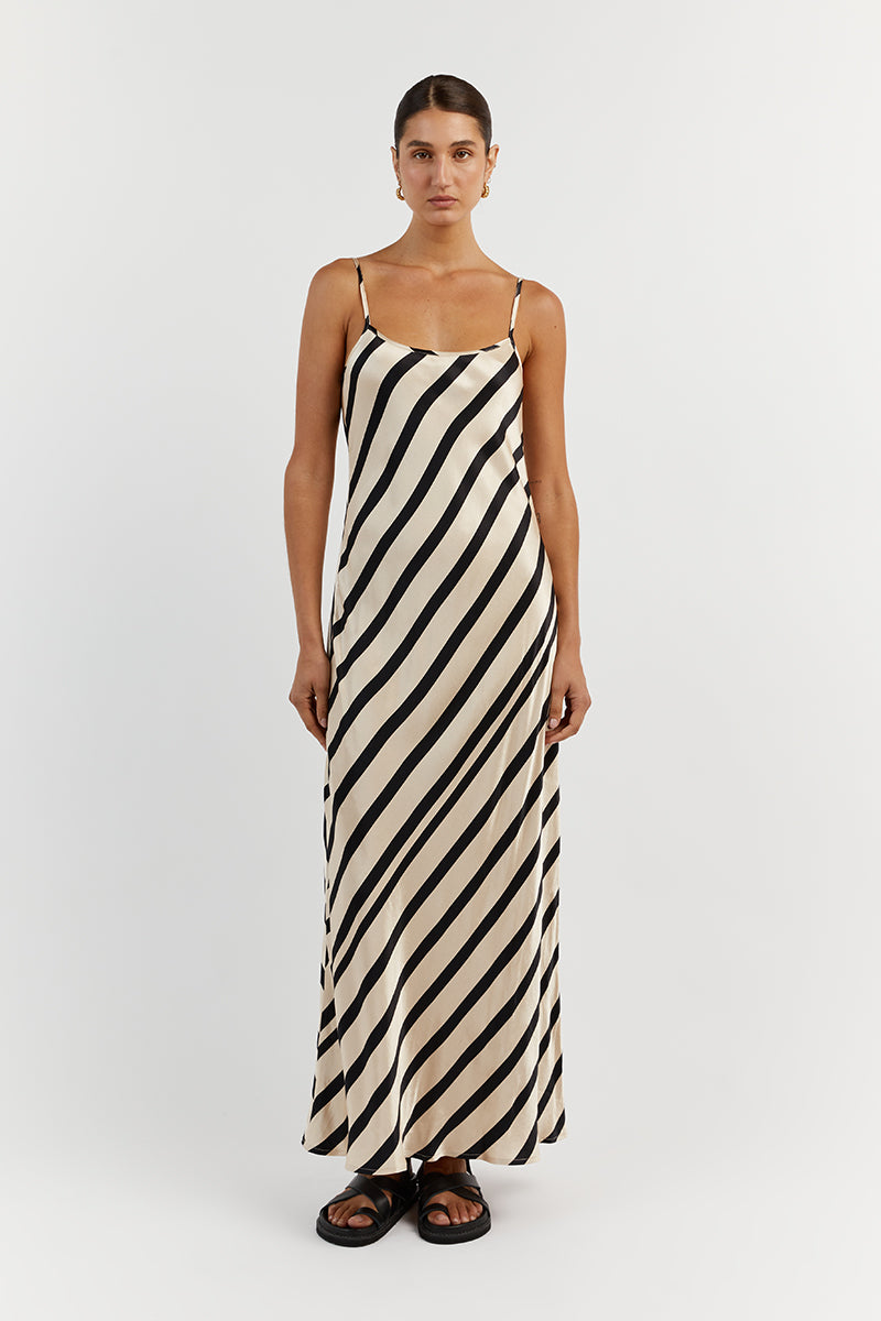 PIPPA STONE SATIN SLIP MIDI DRESS