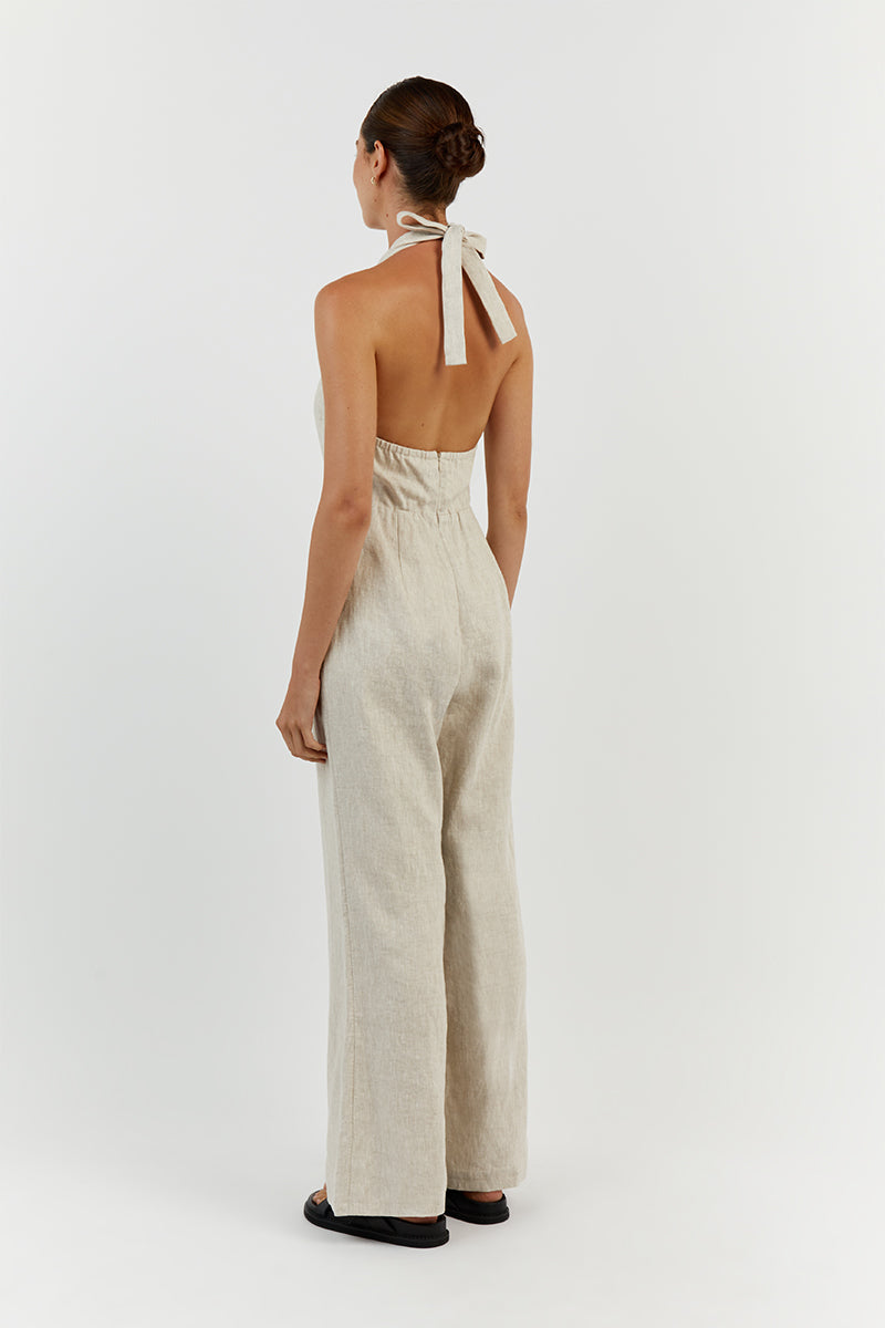 LOGAN NATURAL LINEN JUMPSUIT