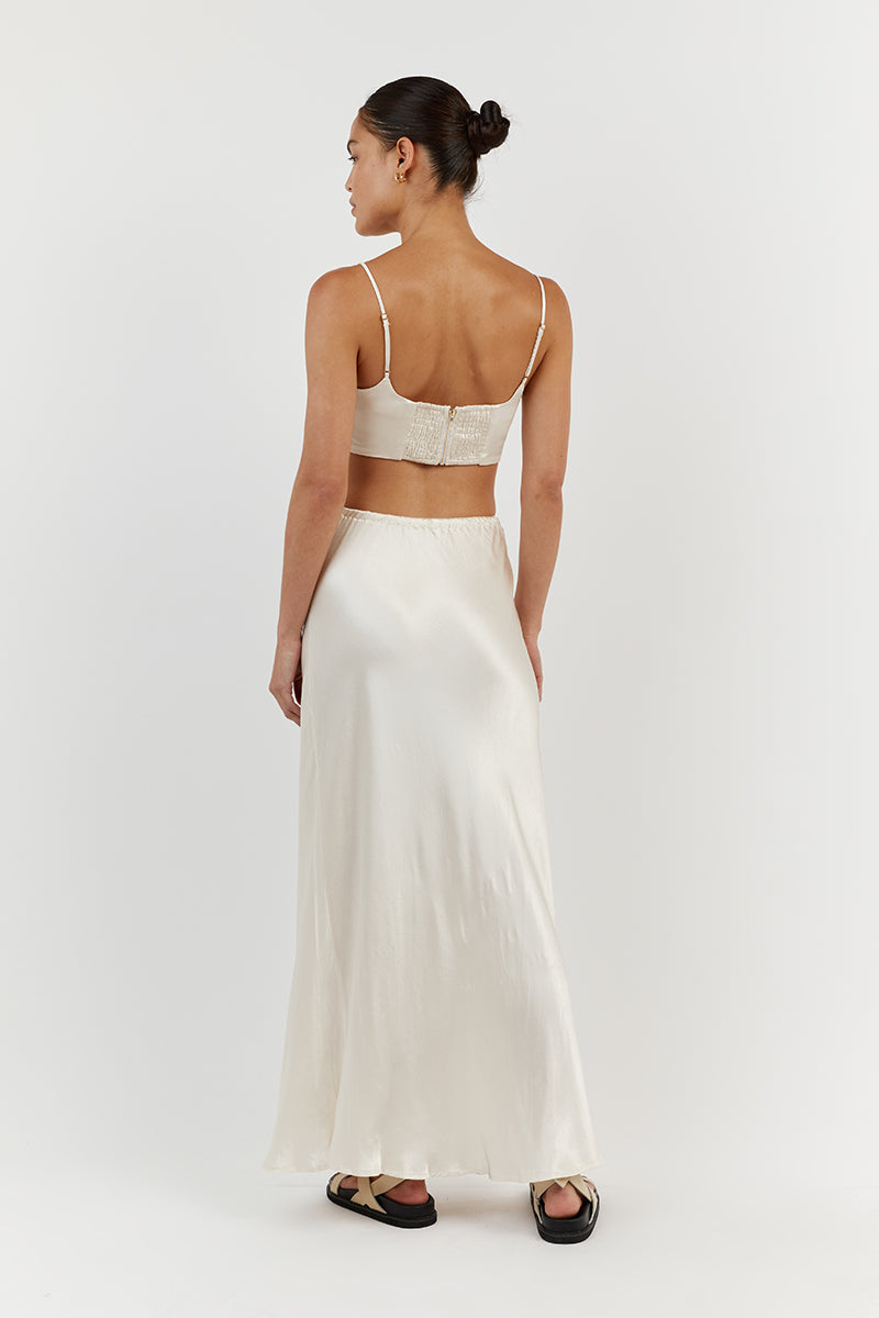 CHARLI PEARL SATIN CROP TOP