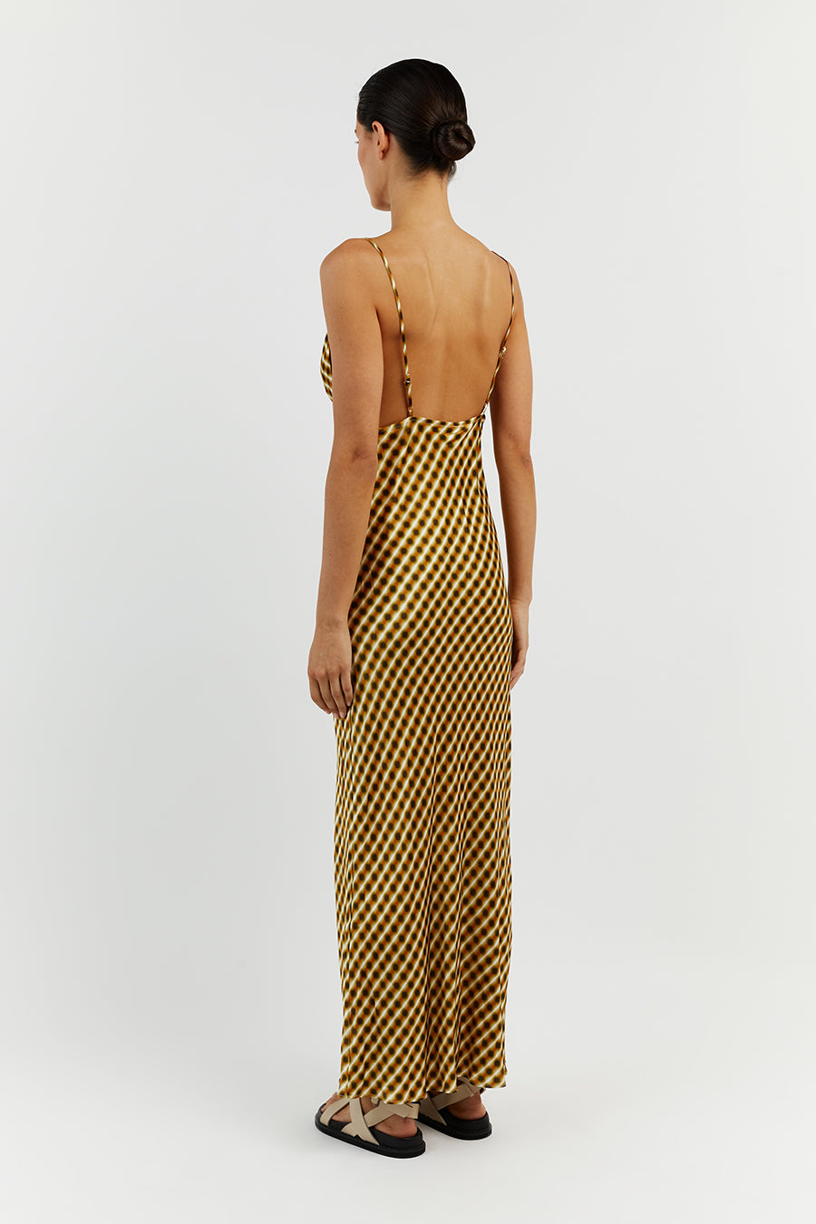 GALA LIME SATIN MIDI DRESS