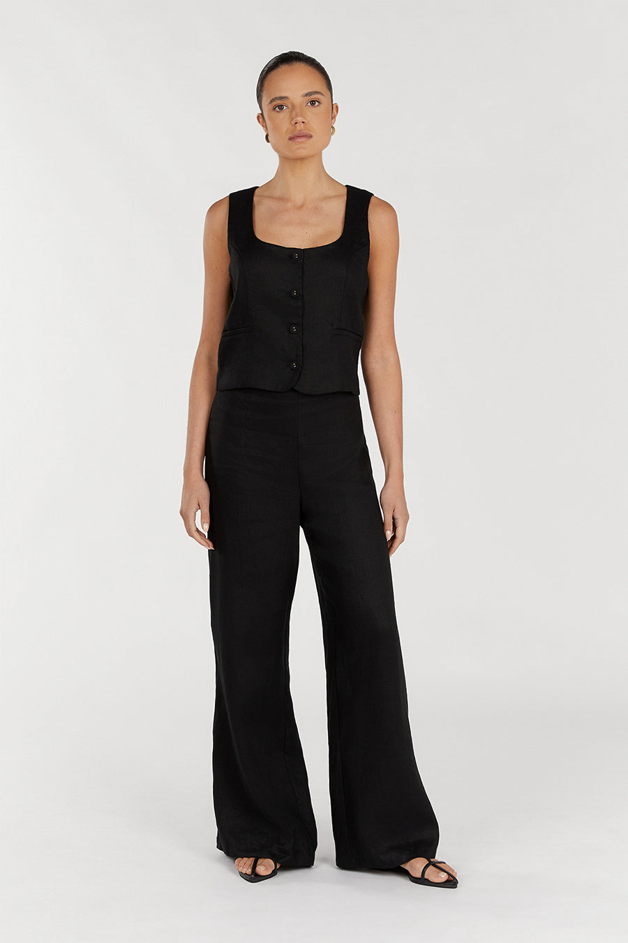 FLICK BLACK LINEN PANT