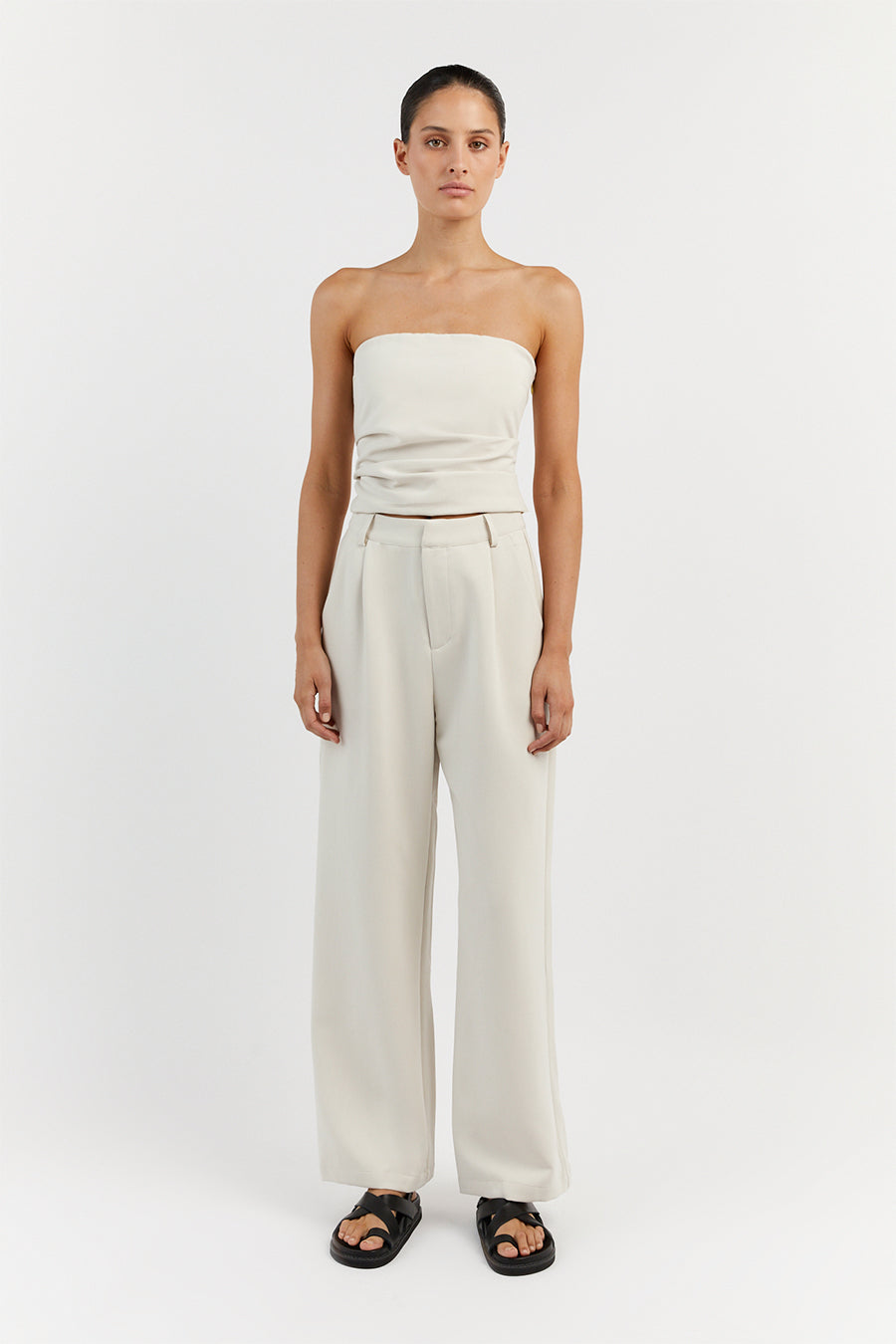 NILE BONE ROUCHED STRAPLESS TOP