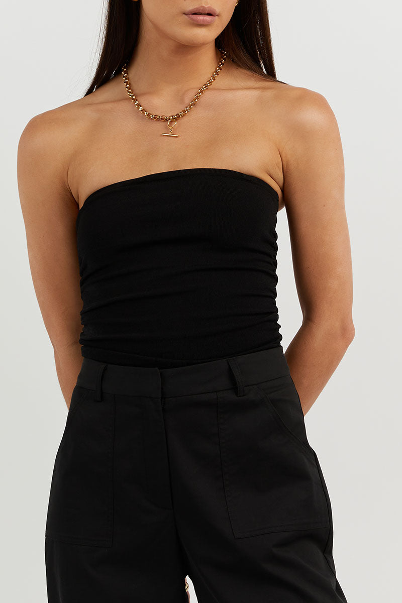CARRIE BLACK BANDEAU KNIT TOP