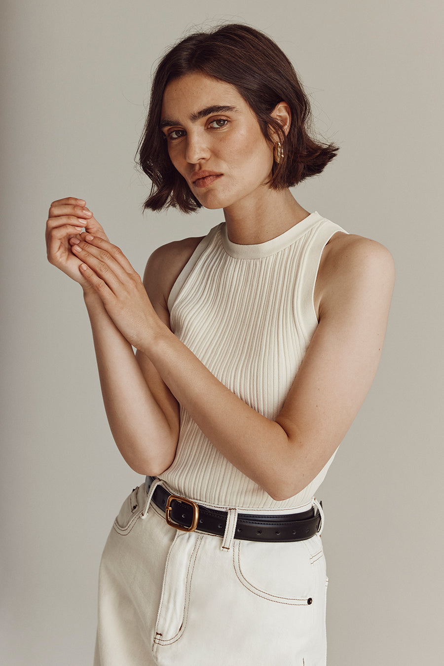 ANDERS CREAM KNIT TANK