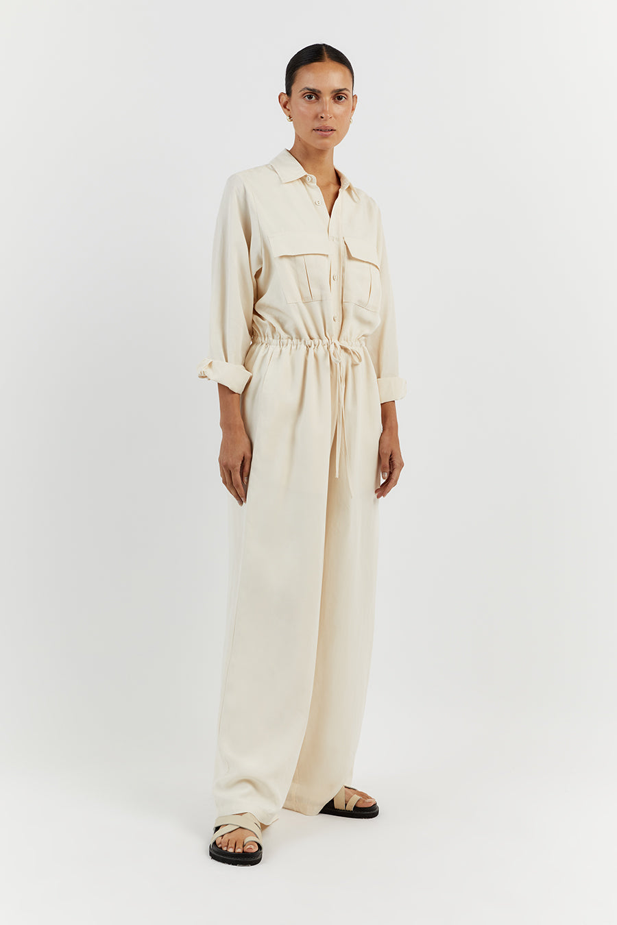 LARS CREAM TENCEL JUMPSUIT