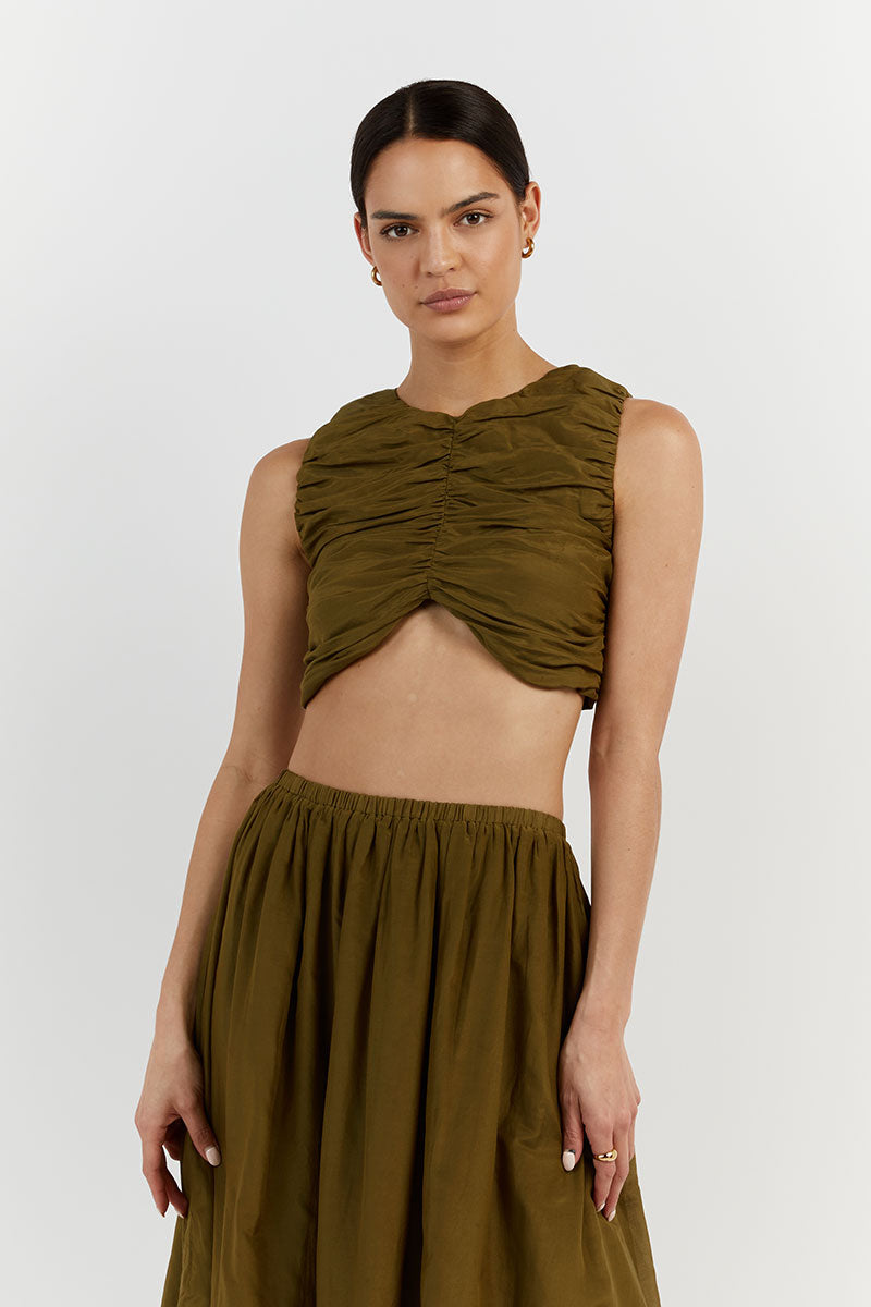 FRANKIE OLIVE MIDI SKIRT