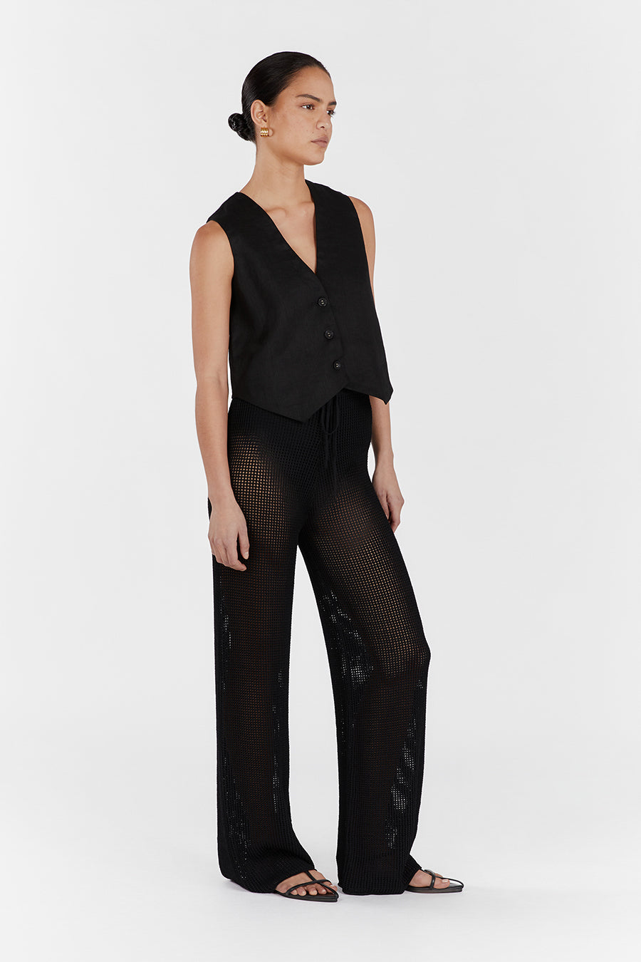 OPHELIA BLACK CROCHET PANT