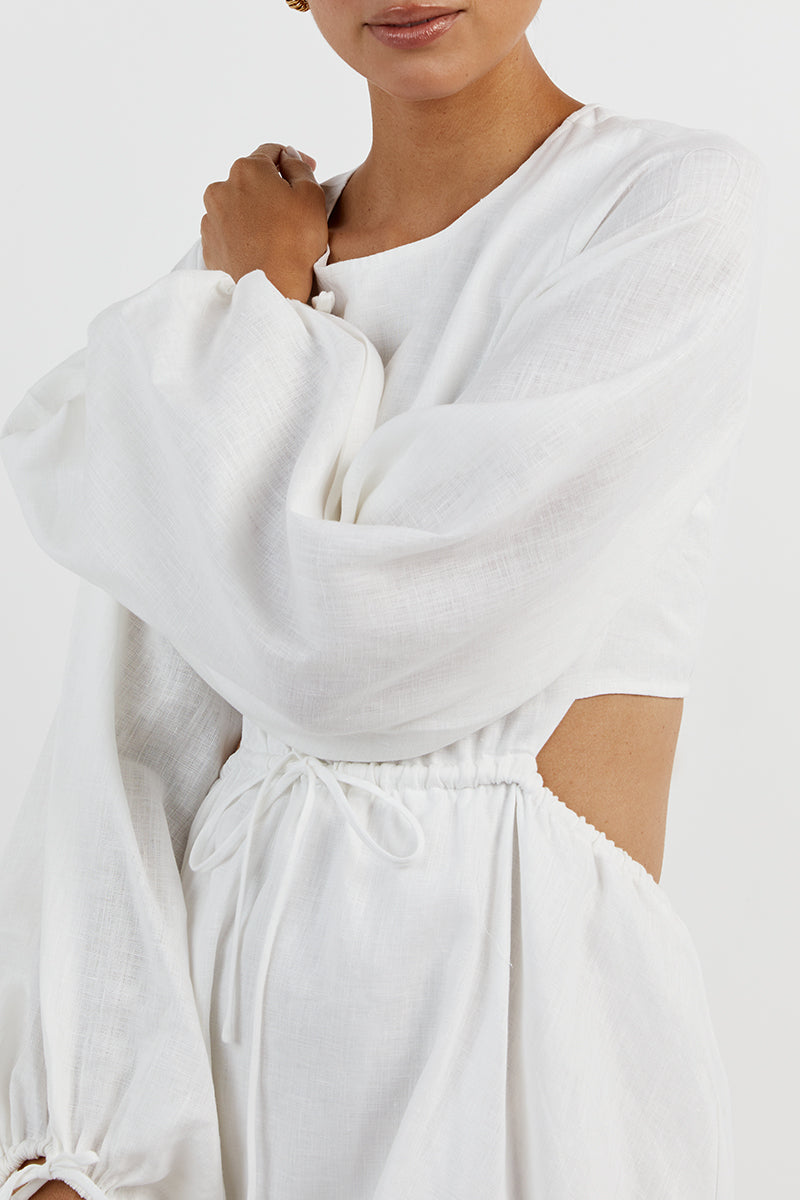 MOLLY WHITE LINEN MINI DRESS