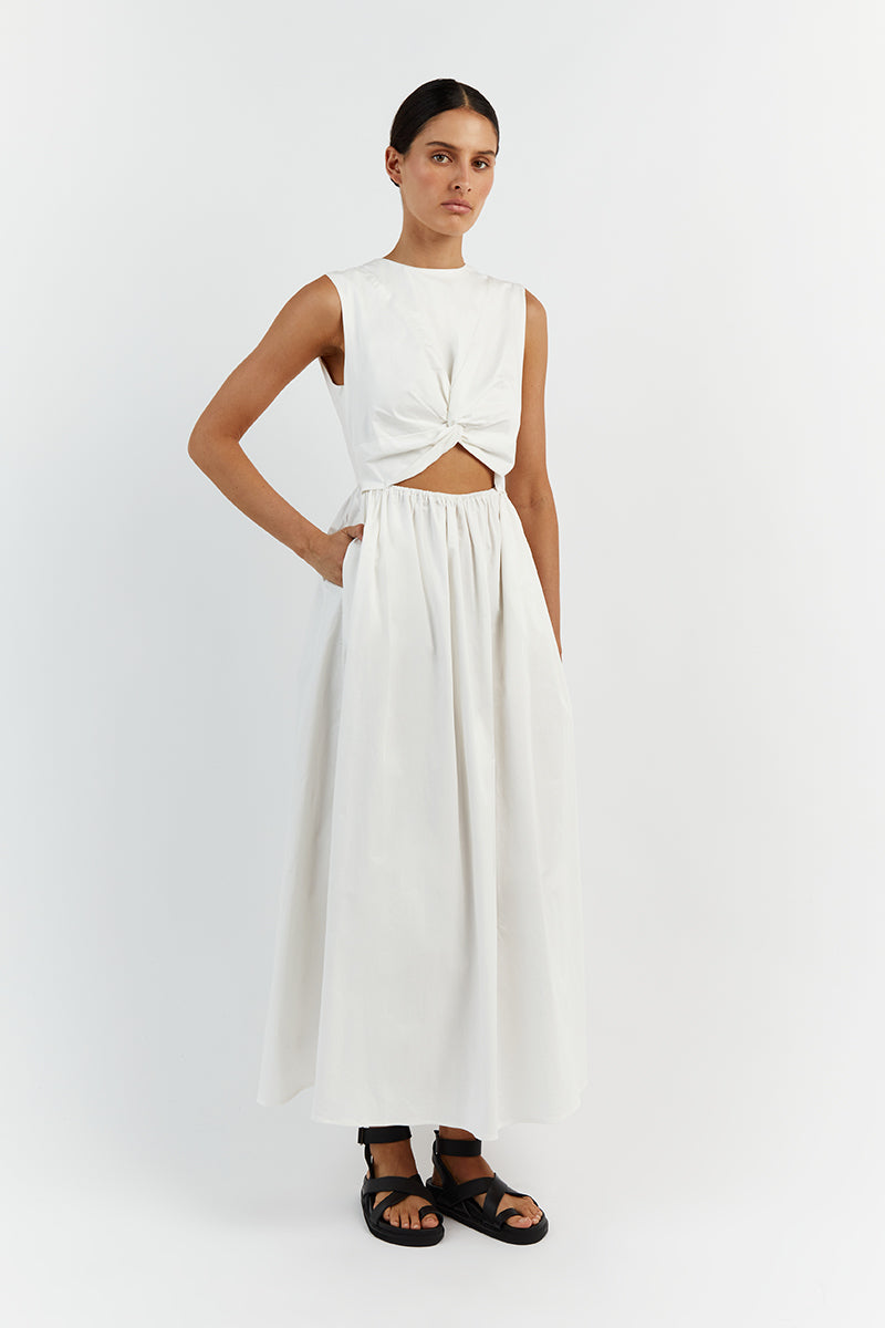 RAMSEY WHITE COTTON MIDI DRESS