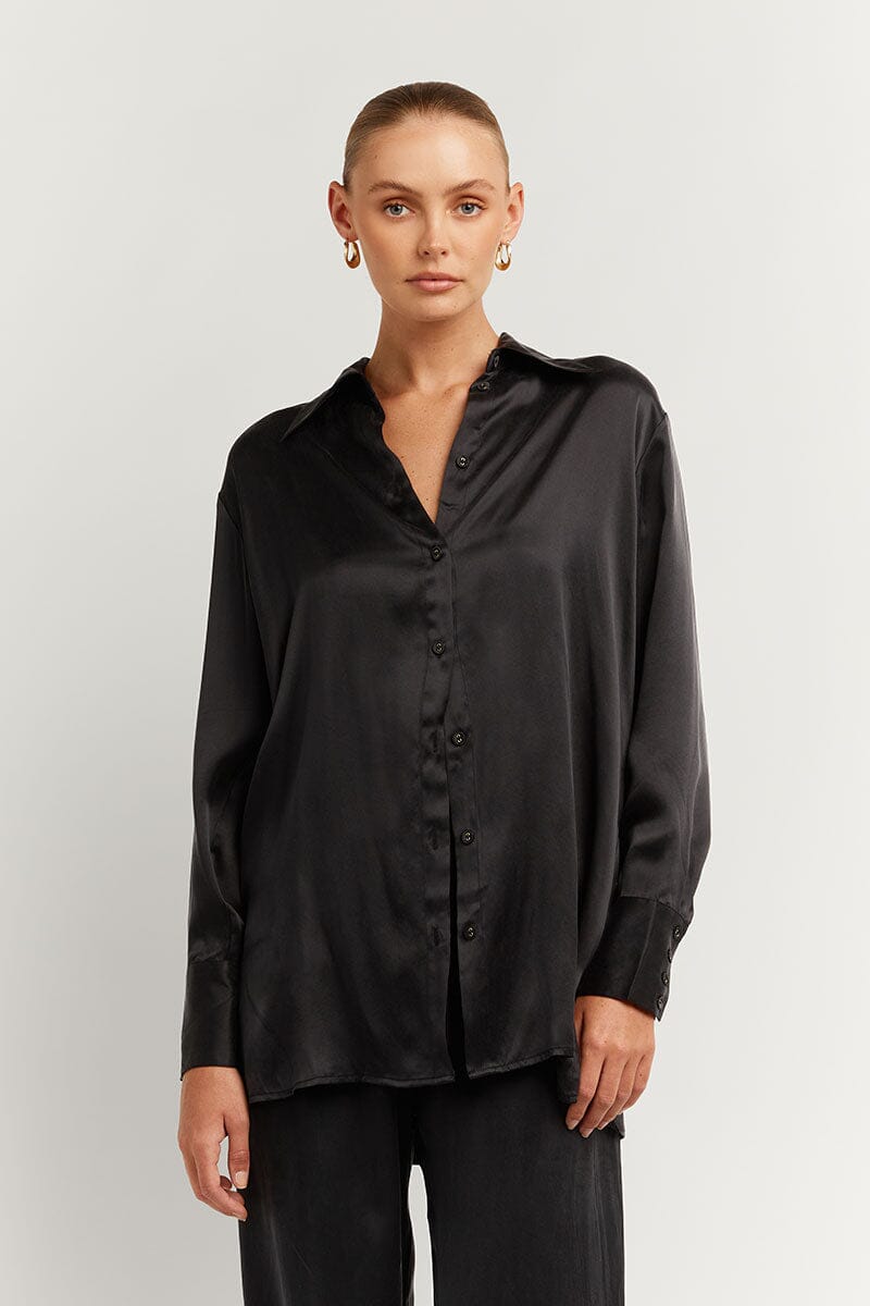 EVANS BLACK SILK SHIRT