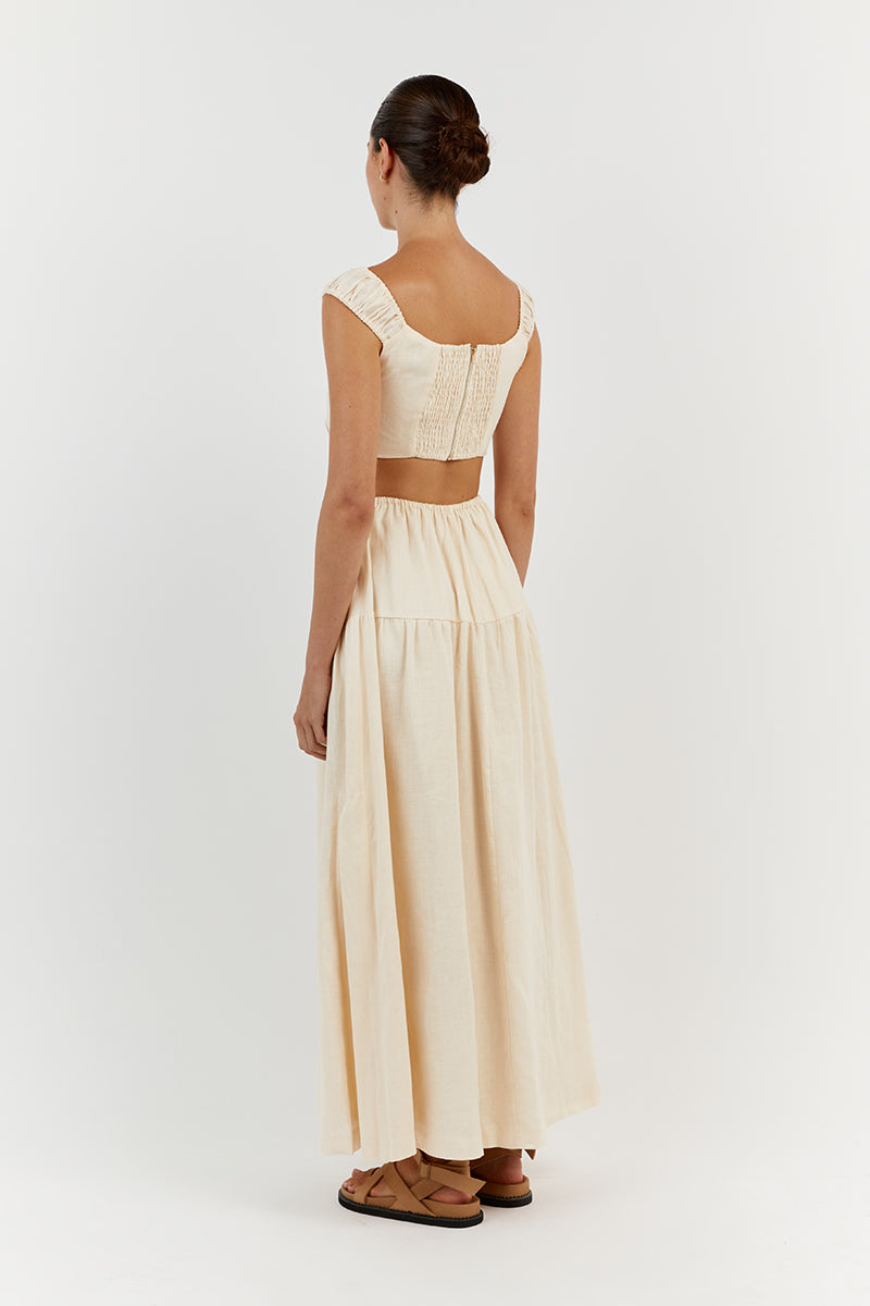 ABBY BUTTER LINEN CROP TOP