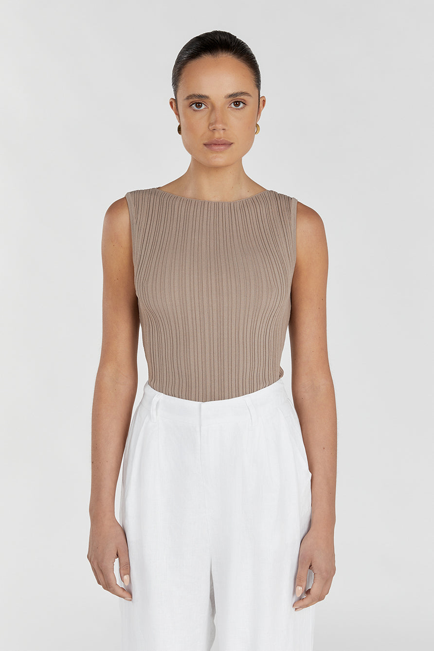 SIENNA TAUPE KNIT TANK