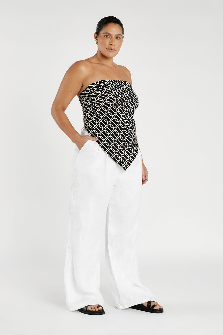 IZZIE CHAIN PRINTED SCARF TOP